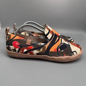 UIN Loafers Men's 9.5 Abstract Art Pattern Low Top Slip-On Round Toe Casual